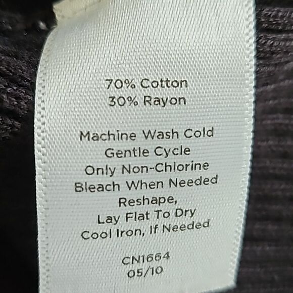 Talbots Cotton Blend Turtle Neck Pullover Ruffled Collar Sweater Black Classy L - Picture 12 of 13